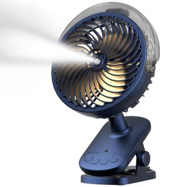 Portable Misitng Fan, 8000mAh Battery Operated Clip On Fan with Clip for Desk, Auto Oscillating, 3 Speeds, 2 Mist Modes with Remote, Working Time for Home Stroller Office and Outdoor