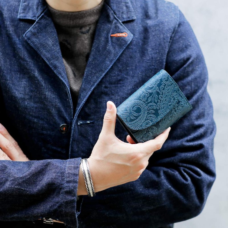 Vincent Crafted, Tochigi Leather, Paisley, Tri-Fold Middle Wallet, Manuel, Mini