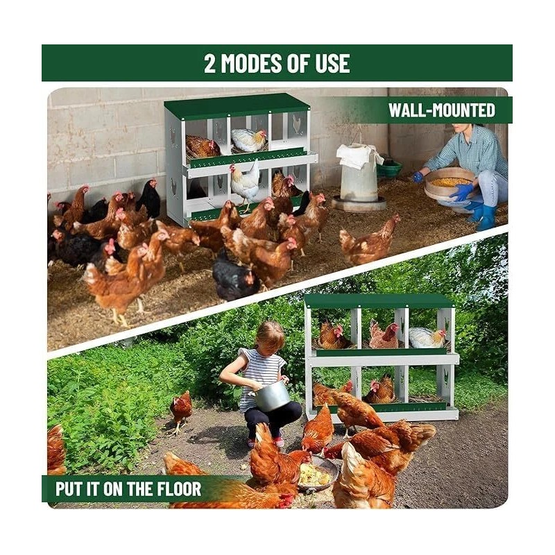 6 Compartment Metal Chicken Nesting Boxes Roll Away Eggs Laying