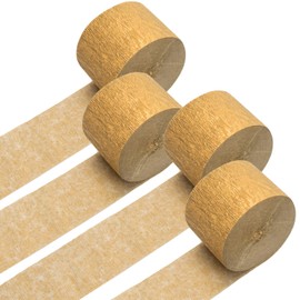 PIGETALE Crepe Paper Streamers 4 Rolls 328ft, Pack of Metallic Gold Party Streamers for Birthday Party Decorations Wedding Bridla Baby Shower Graduation Hanging Banner Decor (1.8Inch x 82Ft/Roll)
