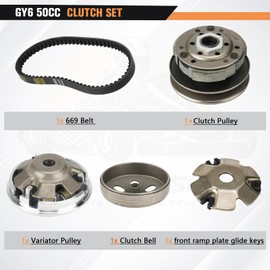 Clutch Set Fit for GY6 50cc 4-Stroke Engine Scooter ATV Taotao Roketa Sunl Include Clutch Assembly Variator Assembly 669 Belt