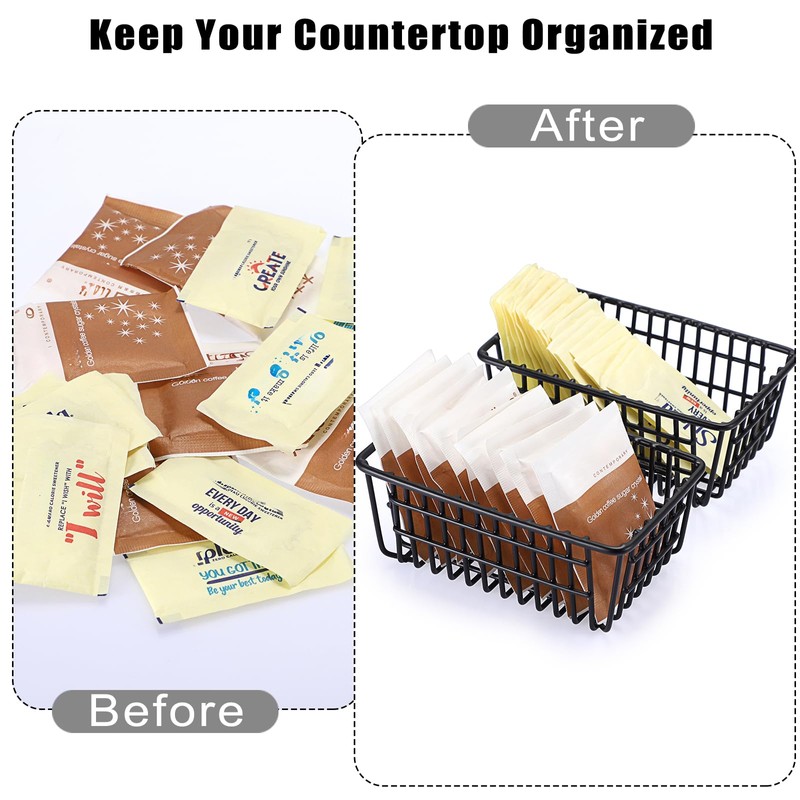 ELLDOO 2 Pack Sugar Packet Holder, Stackable Metal Sugar Basket