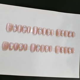 Nail Tips, Set of 24, Short False Nails, Spring, Summer, Popular, Japanese Style, Cute, Simple French Nails, Paste Nail Fashion, Coming of Age Ceremonies, School Entrance Ceremonies, Graduation