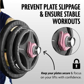 DMoose Fitness Barbell Clips 2" (Pair) - Quick Release Olympic Barbell Clamps with Anti Slip TPR Lining - Barbell Collars for Secure Weightlifting & Powerlifting (Pink - Non Megnetic)