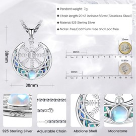 Eusense Viking Jewellery 925 Silver Viking Necklace Gifts Amulet Nordic Mythology Pendant Gift for Men Women, Sterling Silver, No Gemstone