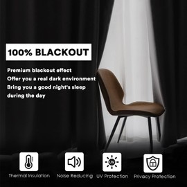 H.Versailtex 100% Blackout Curtains for Bedroom with Black Liner Eyelet Curtains for Living Room Full Room Darkening Thermal Insulated Window Drapes, 2 Panels, 46 x 54 Inch, Dove Grey