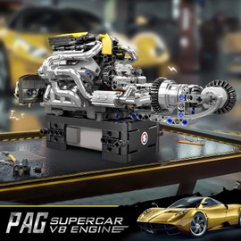 Mould King V8 Engine Model Kit, Supercar Building Blocks Sets, Build Your Own V8 Engine Model Toy, STEM Model Car Engine Kits, 8-Cylinder Car Engine Building Toys for Adults, Teens(761 Pieces)