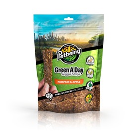 Green A Day - Veggie Strips | a Healthy Vegetarian Supplement Chew for Dogs Made with Real Fruits and Vegetables | 3 oz Bag x4 (Pumpkin - Apple)