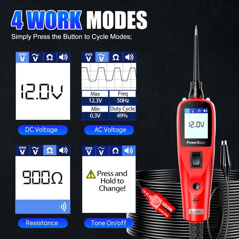 Autel PowerScan PS100 Automotive Relay Tester Circuit Probe Tool 12V