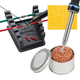 ZYRELYNX Upgraded Silicone Soldering Station with Solder Tip Cleaner, Soldering Helping Hands, Soldering Tools Kit Including 1Pcs Iron Cleaner, 5Pcs Cleaning Sponges and 1Pcs Soldering Stand(Grey)