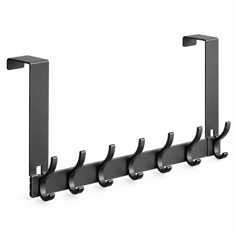 Over The Door Hooks Organizer Rack – No-Drill Aluminum Door