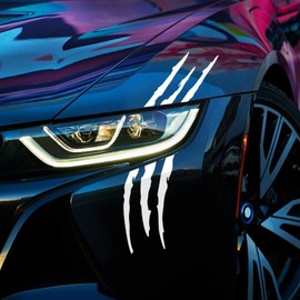 HUWANDE 3pcs Car Stickers Vinyl Claw Marks Decals for Men (White)