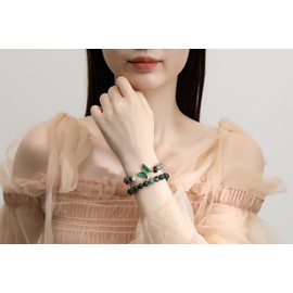 GUJOXILA Women's Healing Stone Bracelet, Gemstones Bracelets for Women, Splinter Bracelets, Elastic Bracelets, Lucky Charm, Gift for Women, Pack of 2