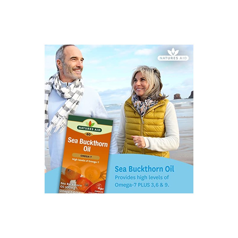 Natures aid 100% Pure Omega-7 Sea Buckthorn Oil 500mg, 60