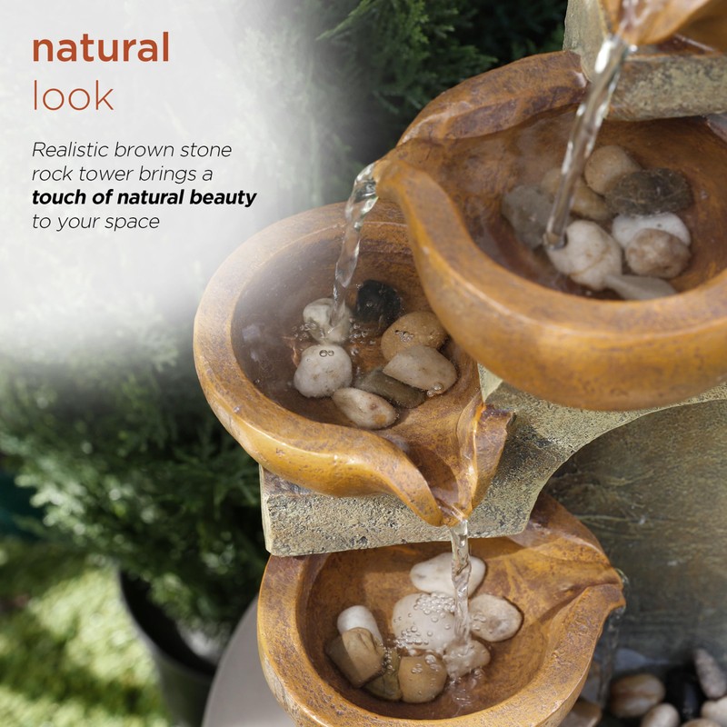 Alpine Corporation WCT726 Indoor/Outdoor Tabletop Tiered Pouring Pots Waterfall Fountain