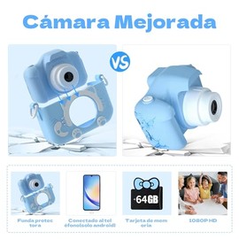 Mini Cámara para Niños Digital, 8MP Camara Fotografica con Actualizado 64G Tarjeta de Memoria y Lector, 2.0 IPS HD Pantalla, Selfie fotografía 1080P Video, Juguetes Regalo para Niñas (Azul)