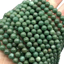 ABCGEMS African Transvaal Jade Beads (AKA Grossular Garnet, Mohs Hardness 7) Healing Energy Crystal Stone Ideal for Bracelet Necklace Ring DIY Jewelry Making Men Women Smooth Round Tiny 6mm