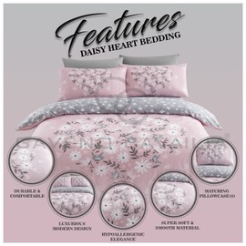 GC GAVENO CAVAILIA Premium Heart Duvet Cover Single Pink, Soft Printed Bedding Sets, Warm & Cosy Quilt Covers, 705864