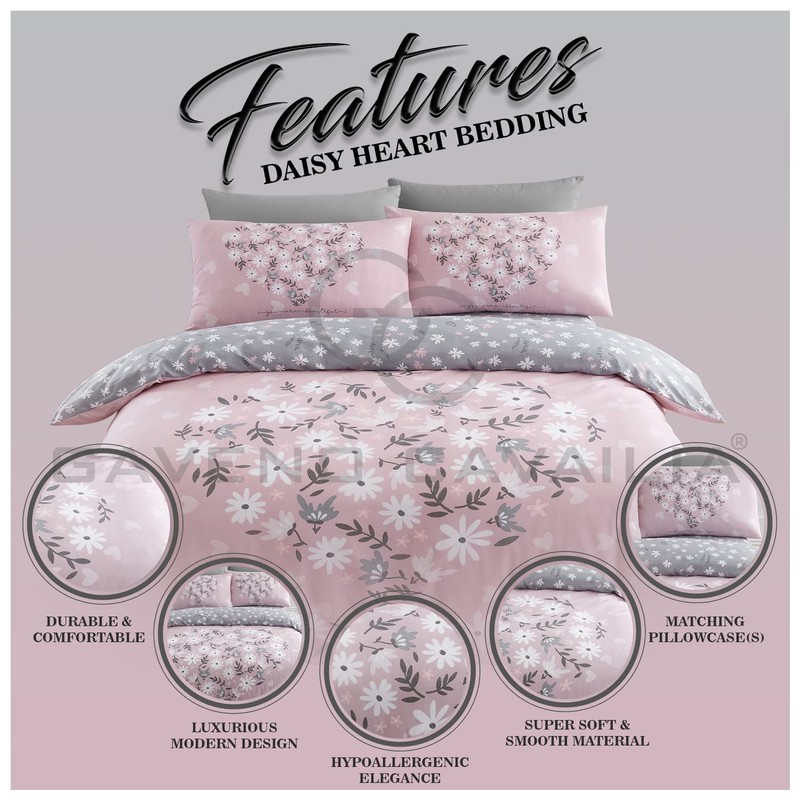 GC GAVENO CAVAILIA Premium Heart Duvet Cover Single Pink, Soft