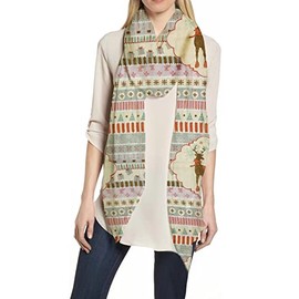 Lina & Lily Christmas Holiday Print Women's Scarf Shawl Wrap Lightweight (Multi, Xmas Reindeer)