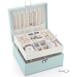 IBURTEN Premium Jewelry Boxes for Women, Multi-Functional Jewelry Organizers and Storage for Necklace, Bracelet, Earring and Rings, 2 Layers Travel Jewelry Case for Woman