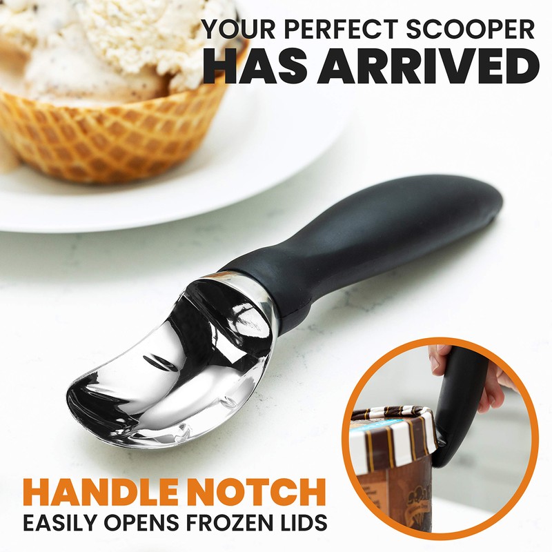 Spring Chef Ice Cream Scoop with Soft Grip Handle, Professional