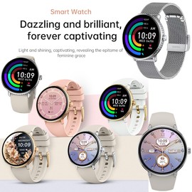 ZPIMY AMOLED 1.19 Inch Diamond Watch with Phone Function 5ATM Pedometer SpO2 Heart Rate Sleep Monitor Sport Watch for Android IOS Silver