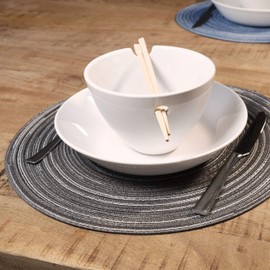Krumble Tischsets rund - Tischsets - Untersetzer - Tischzubehör - 8er Set - Durchmesser 36 cm - Silber/Grau