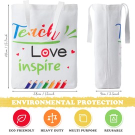 Aliceset 12 Pcs Teacher Appreciation Gifts Teacher Canvas Tote Bags in Bulk for Women Christmas Back to School Gifts(White)