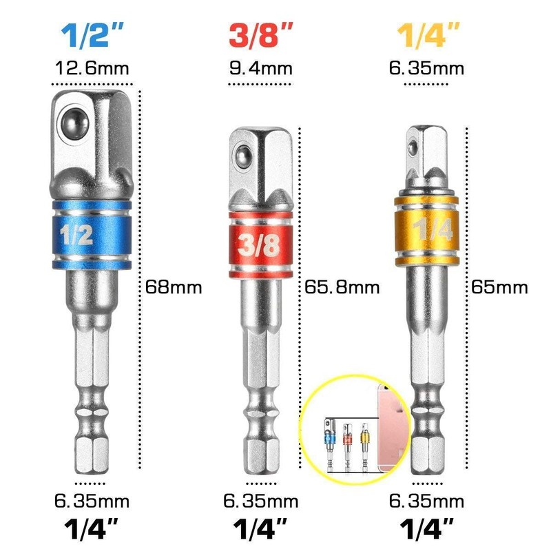 FQZMQBQ Impact Driver Bit Hex Bit Socket Adapter Set for