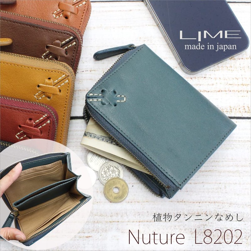 LIME L8202 Compact Wallet, Genuine Leather, Women's, Men's, Card, L-Shaped