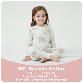Cherie Kids Organic Cotton Soft 0-24 Month 2-Piece Baby Pajama Set for Boys and Girls Unisex Long Sleeve