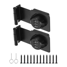 PATIKIL 3.5 Inch Cabinet Password Hasp Lock, 2 Pcs 3-Digit 90 Degree Barn Door Lock Security Combination Latch Lock for Drawers Cabinets Small Doors, Black