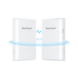 BrosTrend 5GHz 867Mbps WiFi Bridge Point to Point Outdoor, 1KM Wireless Internet Network Bridge, Plug & Play, Long Range PtP PtMP, Passive PoE Injector, work with Starlink, Extend Network to Buildings