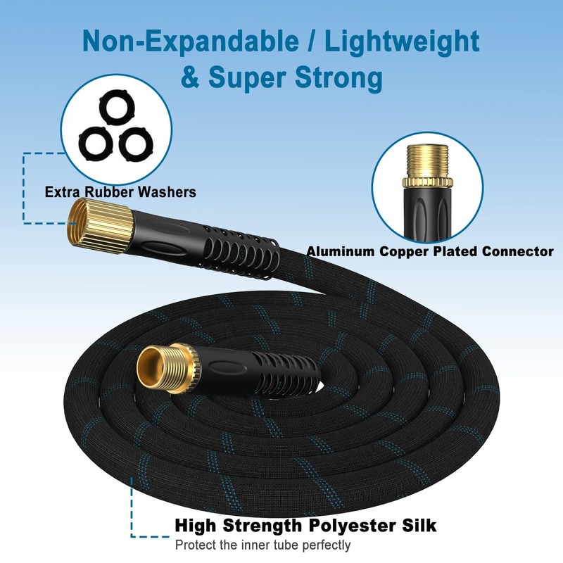 Garden Hose 150ft, Non-Expandable Lightweight & Flexible Water Hose, with