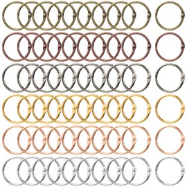60 Pieces Metal Loose Leaf Binder Rings 1.2 Inch Book Rings 6 Colors Notebook Round Rings for Flash Cards Paper Leaf Binder Rings for Key Note Cards Office School Supplies