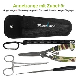 Realure 3-Piece Multifunctional Fishing Pliers Set with Lanyard, Includes Ateria Pliers, Hook Remover, Fishing, Line Cutter, Fishing Pliers for Hook Remover, Snap Ring, Portable, Stainless Steel