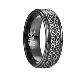 VAKKI 8mm Celtic Knot Tungsten Carbide Ring Matte Center Polished Step Edges Wedding Band Size R 1/2