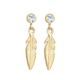 Elli Ohrringe Damen Ohrhänger Feder Boho mit Kristall in 925 Sterling Silber
