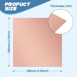 WINFOX 2 Pack 99.9% Pure Copper Sheet Metal Plates, 100mm x 100mm x 1mm, Processable Copper Sheets for DIY Projects, Craft, Electrical Work, Jewelry Making, Maintenance & Production