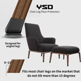 YSD 16PCS Silicone Floor Protectors, 0.75 inch Black Chair Caps for Tilt Legs, Hardwood Floor Protectors with Felt Pads