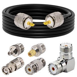 YILIANDUO CB Wireless Cable UHF Plug PL-259 to UHF Plug 5M PL-259 RG58 Coaxial Cable + 5 Type UHF PL259 Connector RF Adapter Set for Walkie Talkie CB Radio SWR Meter Antenna Analyzer