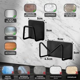 CLARITYKG Ganchos para Pared 3 Piezas, Ganchos Adhesivos para Pared Acero Inoxidable, Porta Esponja Fregadero,Soporte para Esponja de Fregadero Metal,Ganchos de Pared para Cocina, Baño, Hogar (Negro)