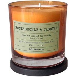 Soy Candle , Highly Scented, Hand Poured, 8.1 oz (Honeysuckle & Jasmine)