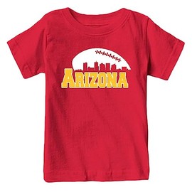 Arizona Football Skyline Kid's Fan T-Shirt (Cardinal Shirt, YM)