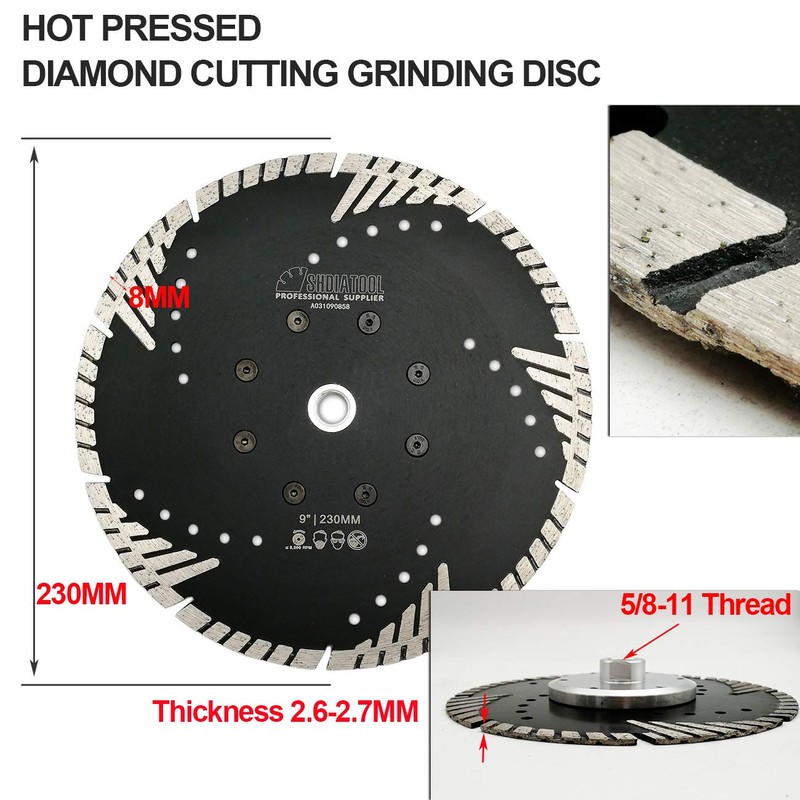SHDIATOOL Diamond Turbo Blade Dia 9 Inch with Slant Protection
