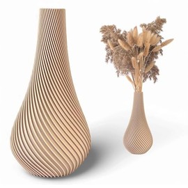 Blumenvase unzerbrechlich 20 cm, modern, Vase beige, Home Deko, Boho, Riffelung