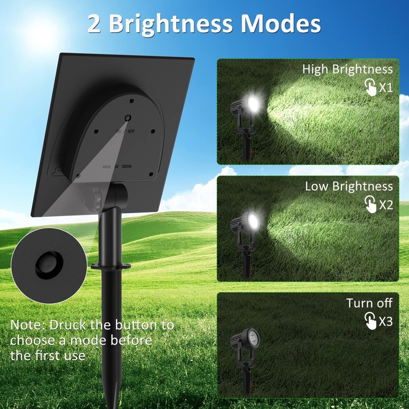 T-SUNUS Solar Garden Spotlight White Outdoor, 4-in-1 Solar Spot Lights