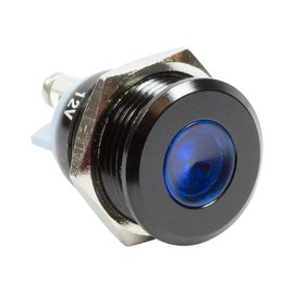 Alpinetech Black 16mm 5/8" 12V LED Metal Indicator Pilot Custom Dash Light Lamp (Blue)