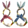 Easter Decoration Wreath with Light Handmade Rattan Easter Rabbit Wreath